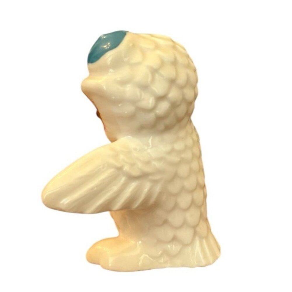 Small Vintage Owl Figurine Bone China Wise Teacher Holding Book A B Creme - Picture 5 of 6